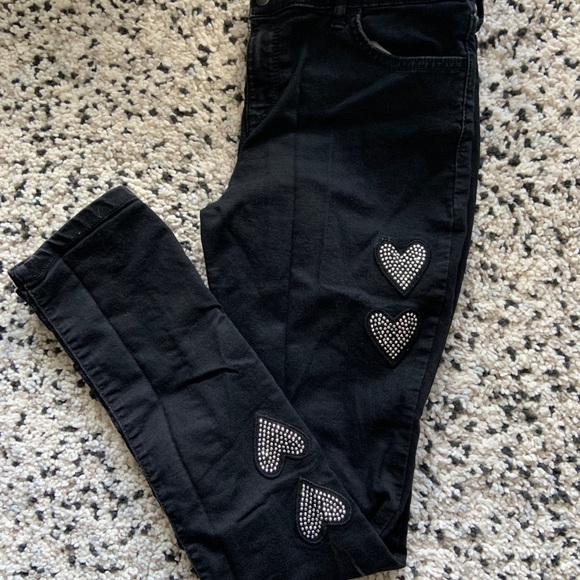 Girls black jeans with heart detail - Picture 2 of 10